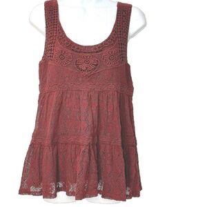 Crochet Tiered Babydoll Tank Top Medium Cottage‎ Goth Whimsigoth Boho Hippie